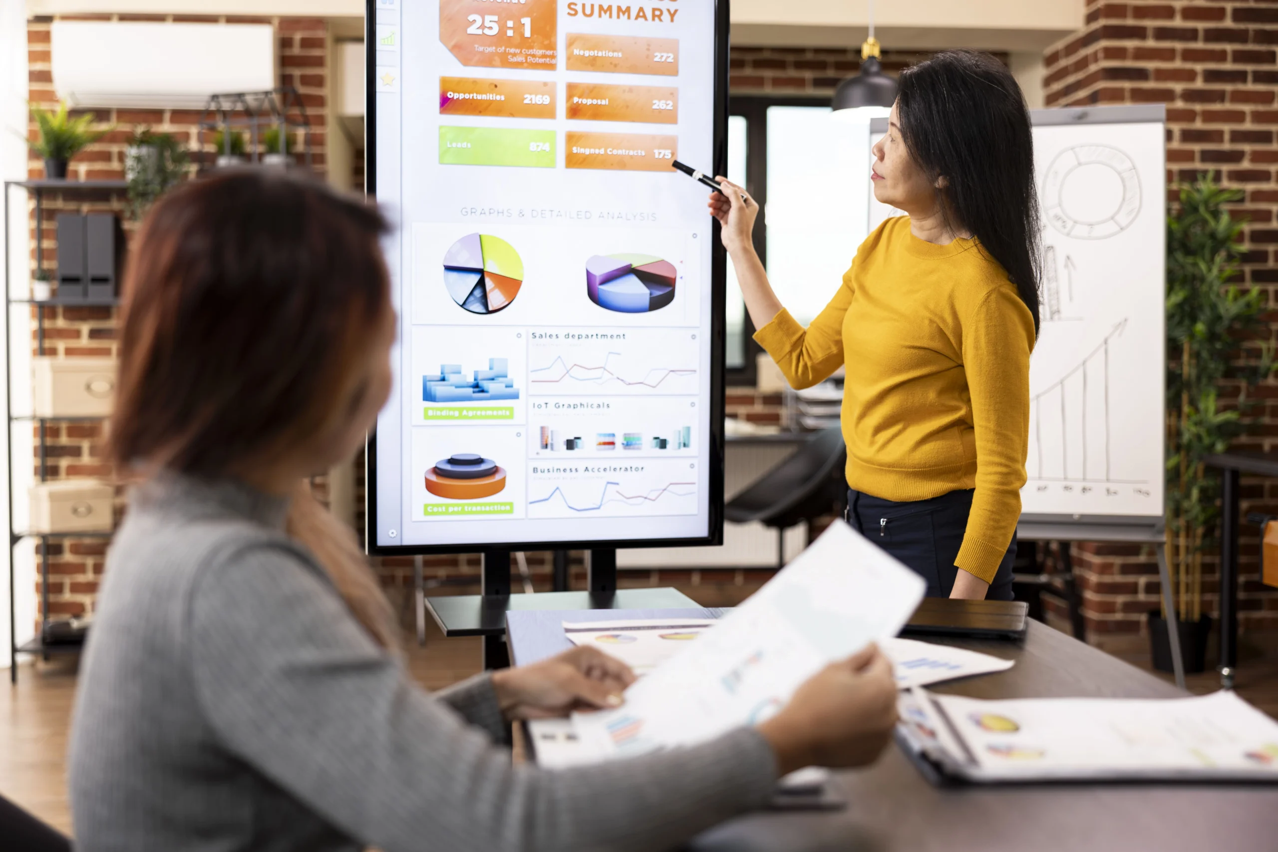 Trainer guiding a student through a live campaign dashboard